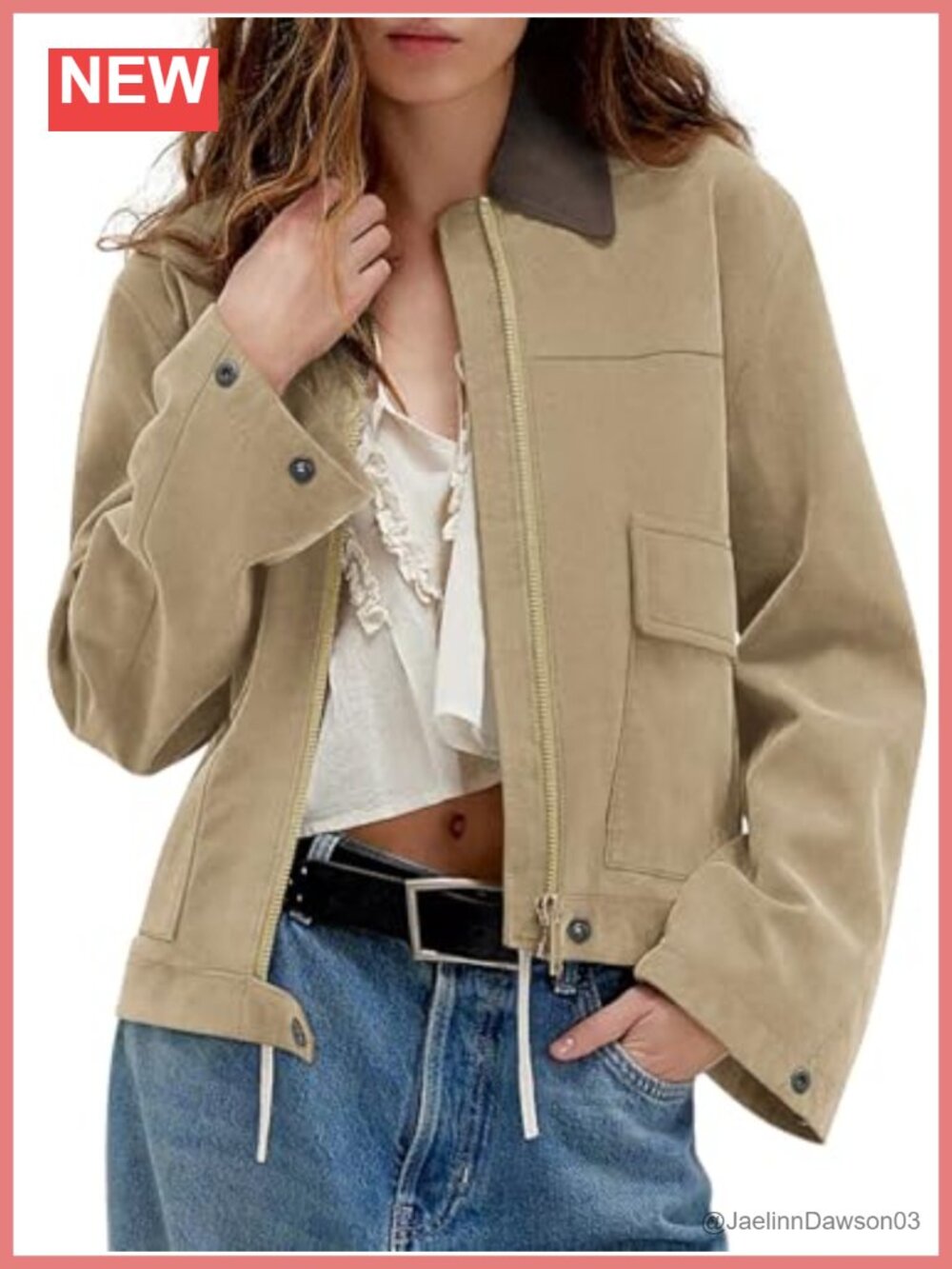 Faux Suede Cropped Zip Up Jacket Contrast Collar Fleece Winter Coat